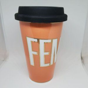 Feminist You Go Girl Commuter Pink Porcelain Mug 8 Oz w/ Black Silicone Lid NIB